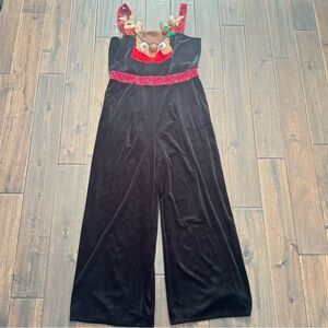 Love On A Hanger Reindeer Christmas Velour Jumpsuit Jr. XL NWT